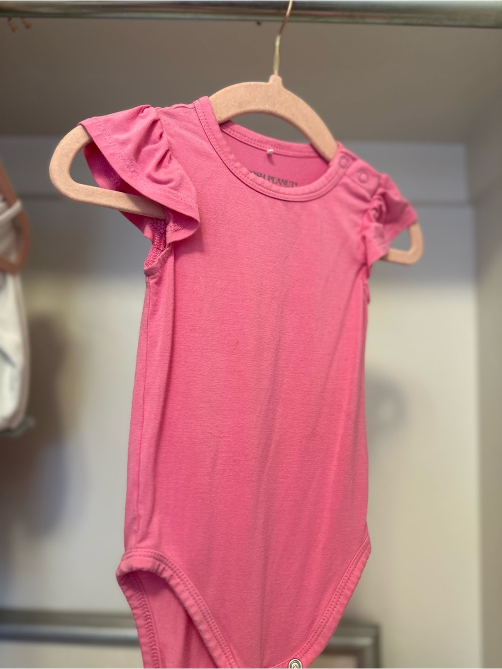 Posh Peanut Pink Cruisin pink ruffle Sleeve One-Piece Bodysuit